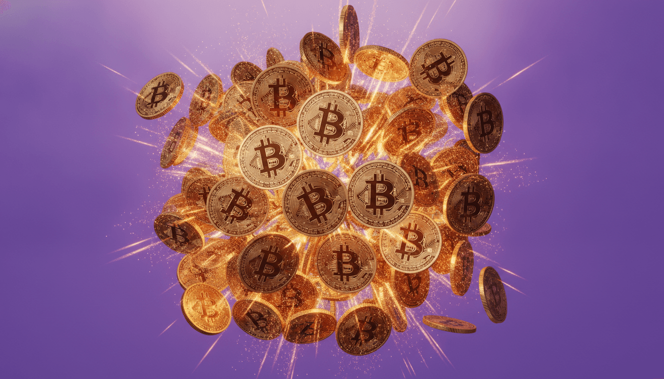 Crypto tokens representing a liquidation cascade with forced selling across leveraged positions