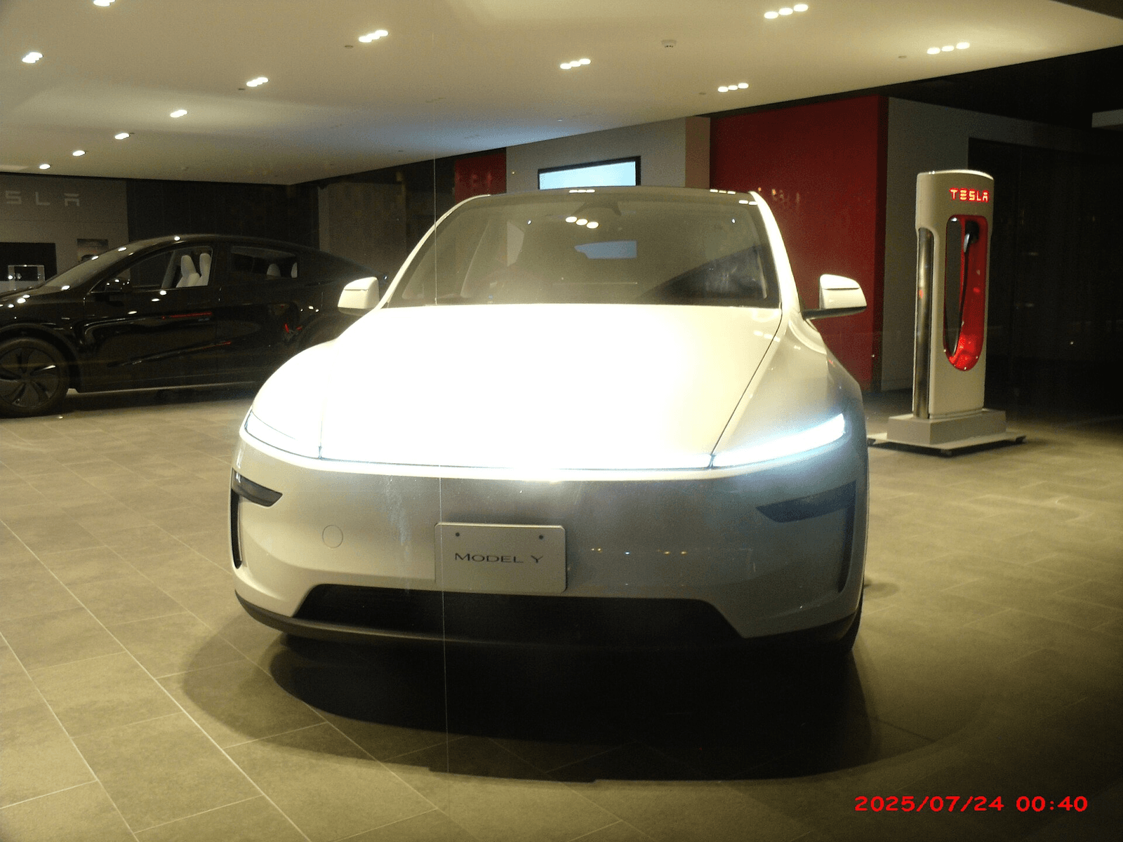 Tesla Model Y White at Shinsaibashi