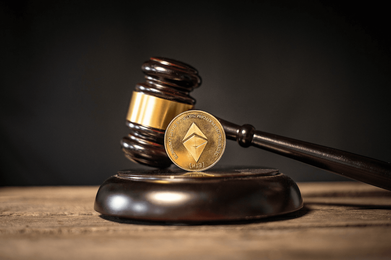 Photo representing the concept Ethereum laws and regulations. This image shows an Ethereum cryptocurrency medallion alongside a judge's gavel. This image is available for reuse as it has been released under the Attribution Creative Commons licensing. This means you can use the image as long as you credit use with ownership of the image by linking to www.bybit.com