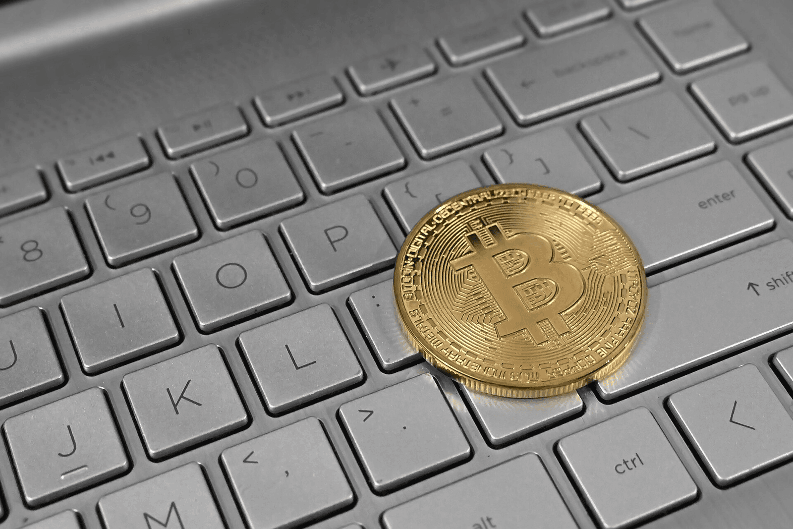 Bitcoin on Laptop Keyboard