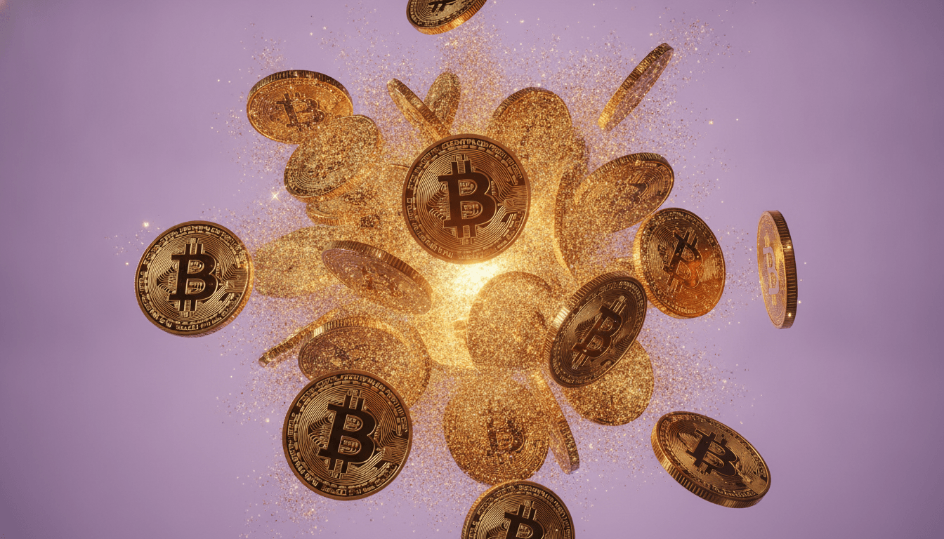 Crypto tokens representing a liquidation cascade with forced selling across leveraged positions