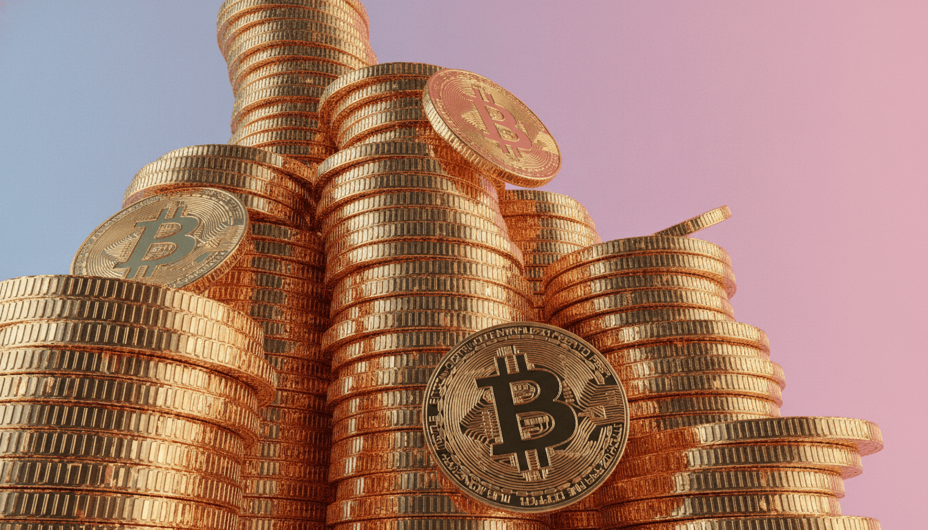 Crypto tokens representing a liquidation cascade with forced selling across leveraged positions