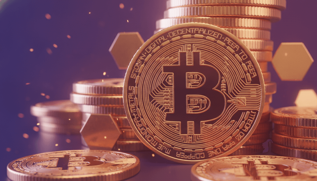 Crypto tokens representing a liquidation cascade with forced selling across leveraged positions