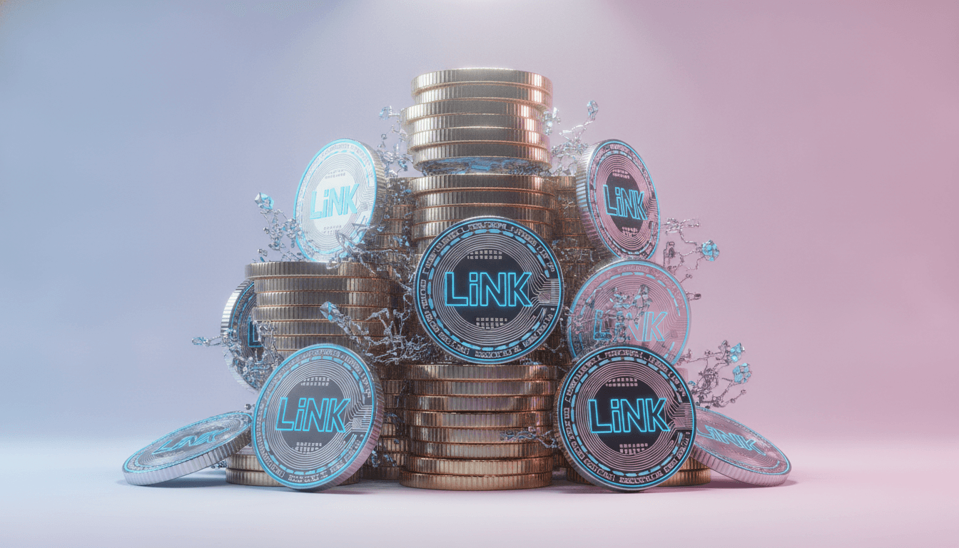 Crypto tokens representing a liquidation cascade with forced selling across leveraged positions