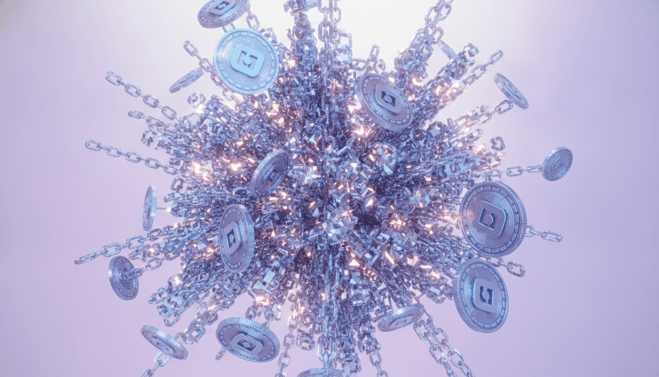 Blockchain network visualization representing DeFi protocol activity and total value locked