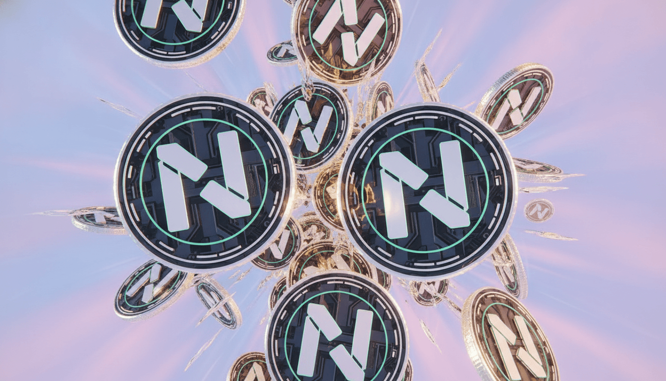 Crypto tokens representing a liquidation cascade with forced selling across leveraged positions