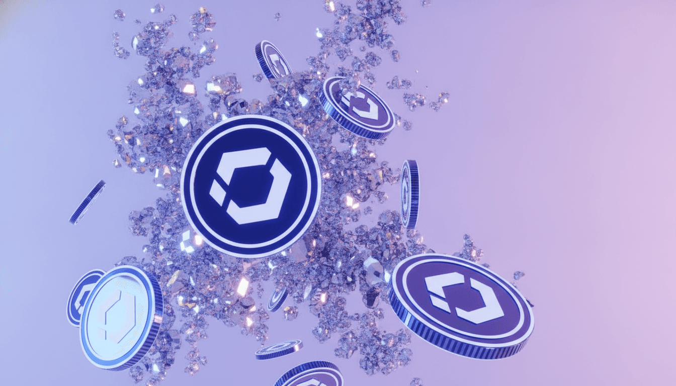 Crypto tokens representing a liquidation cascade with forced selling across leveraged positions