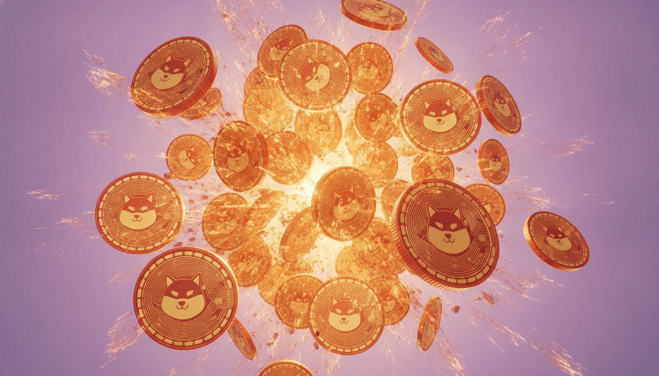 Crypto tokens representing a liquidation cascade with forced selling across leveraged positions