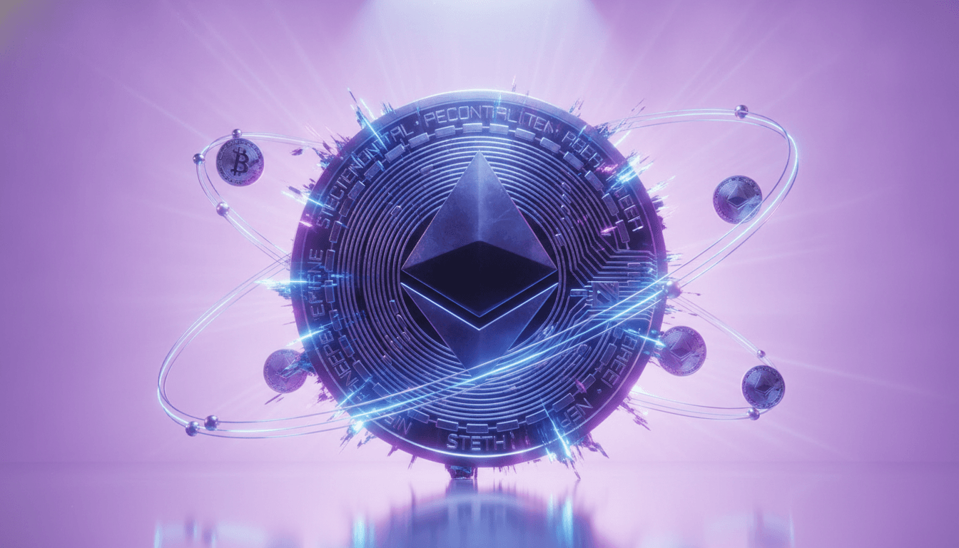 Blockchain network visualization representing DeFi protocol activity and total value locked