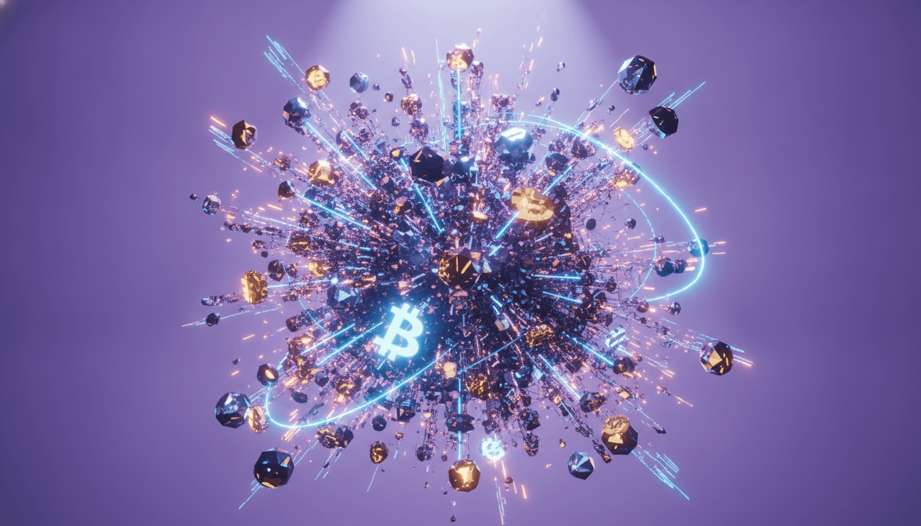 Blockchain network visualization representing DeFi protocol activity and total value locked