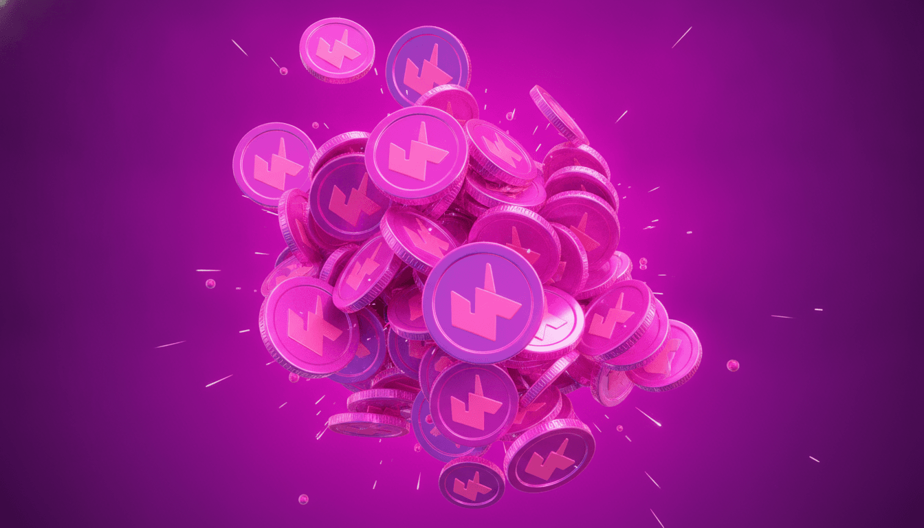 Crypto tokens representing a liquidation cascade with forced selling across leveraged positions