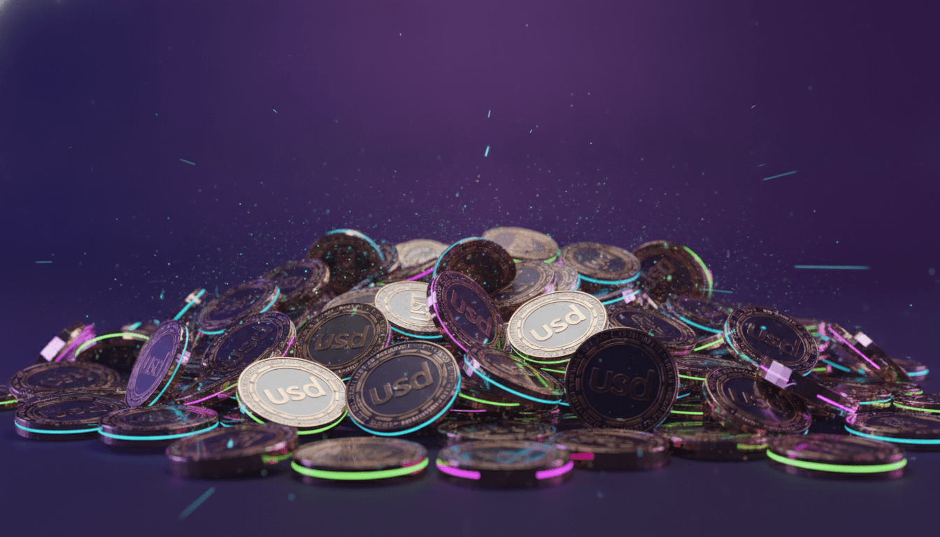 Digital dollar imagery representing stablecoin supply and flows across crypto markets